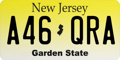NJ license plate A46QRA