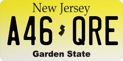 NJ license plate A46QRE