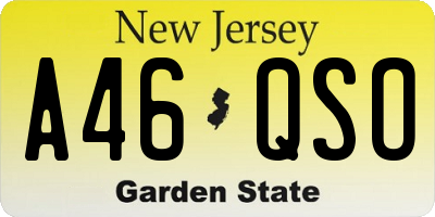 NJ license plate A46QSO