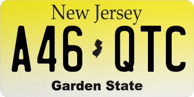 NJ license plate A46QTC
