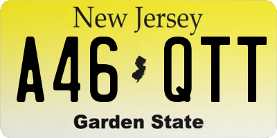 NJ license plate A46QTT