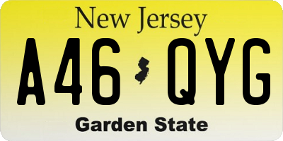 NJ license plate A46QYG