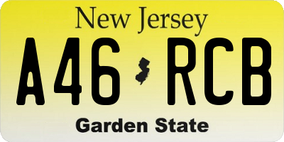 NJ license plate A46RCB