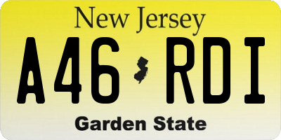 NJ license plate A46RDI