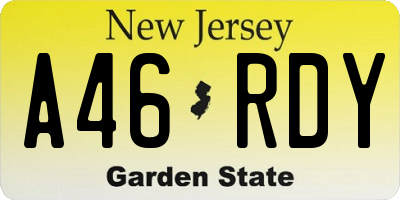 NJ license plate A46RDY