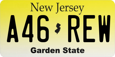 NJ license plate A46REW