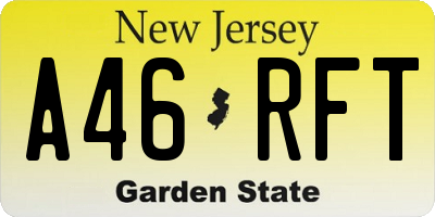 NJ license plate A46RFT