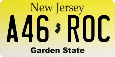 NJ license plate A46ROC