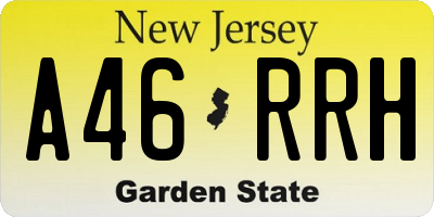 NJ license plate A46RRH