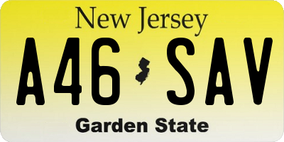 NJ license plate A46SAV