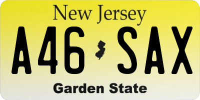 NJ license plate A46SAX