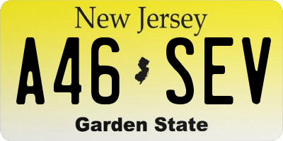 NJ license plate A46SEV