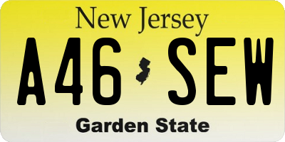 NJ license plate A46SEW