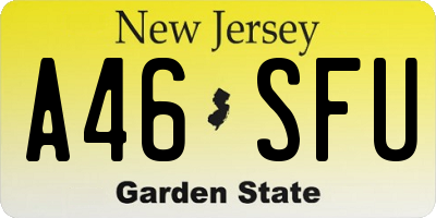 NJ license plate A46SFU