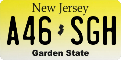 NJ license plate A46SGH