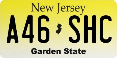 NJ license plate A46SHC
