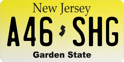NJ license plate A46SHG
