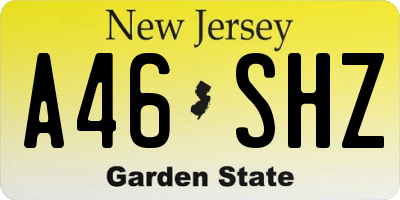 NJ license plate A46SHZ