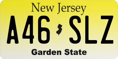 NJ license plate A46SLZ
