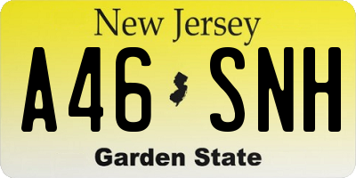 NJ license plate A46SNH