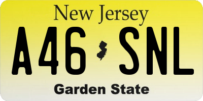 NJ license plate A46SNL
