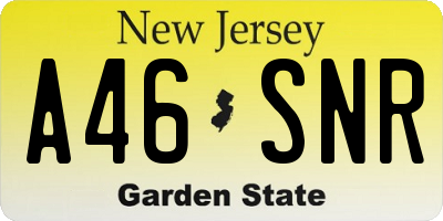 NJ license plate A46SNR