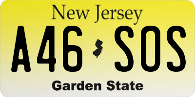 NJ license plate A46SOS