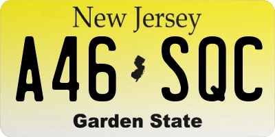 NJ license plate A46SQC