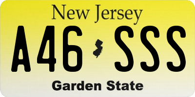 NJ license plate A46SSS