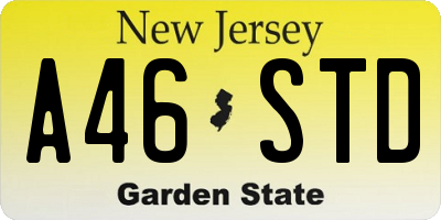 NJ license plate A46STD
