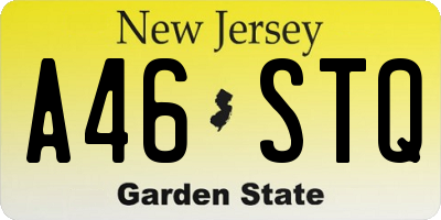 NJ license plate A46STQ