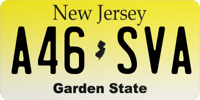 NJ license plate A46SVA