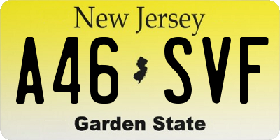 NJ license plate A46SVF