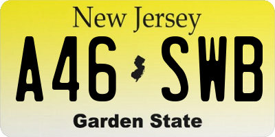 NJ license plate A46SWB