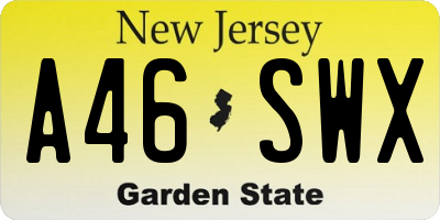 NJ license plate A46SWX