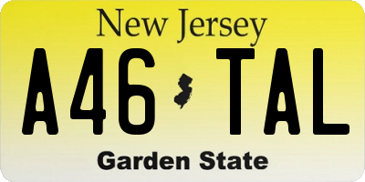 NJ license plate A46TAL