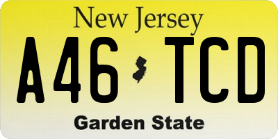 NJ license plate A46TCD