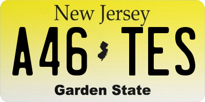 NJ license plate A46TES