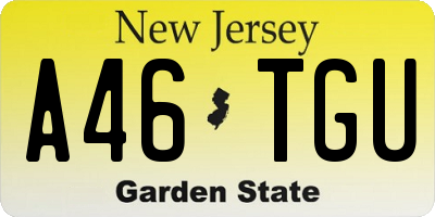 NJ license plate A46TGU