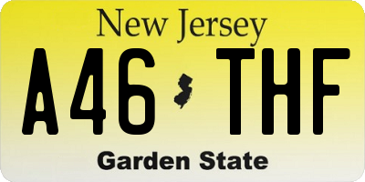 NJ license plate A46THF