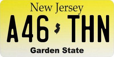 NJ license plate A46THN