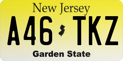 NJ license plate A46TKZ