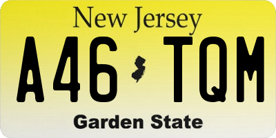 NJ license plate A46TQM
