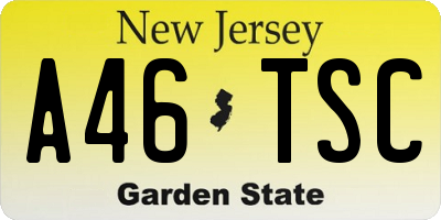 NJ license plate A46TSC