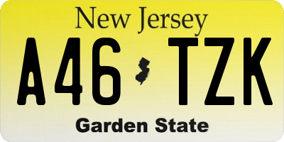 NJ license plate A46TZK