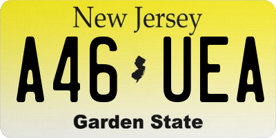 NJ license plate A46UEA