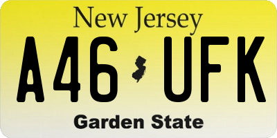 NJ license plate A46UFK