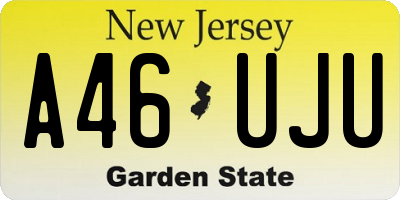 NJ license plate A46UJU
