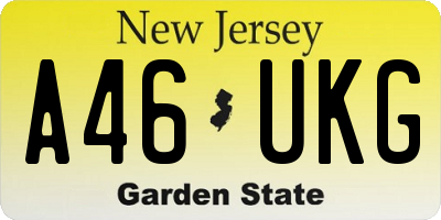 NJ license plate A46UKG