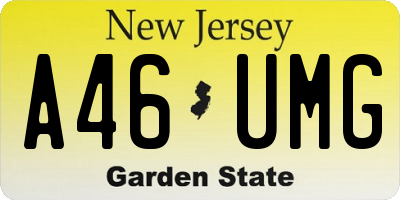 NJ license plate A46UMG